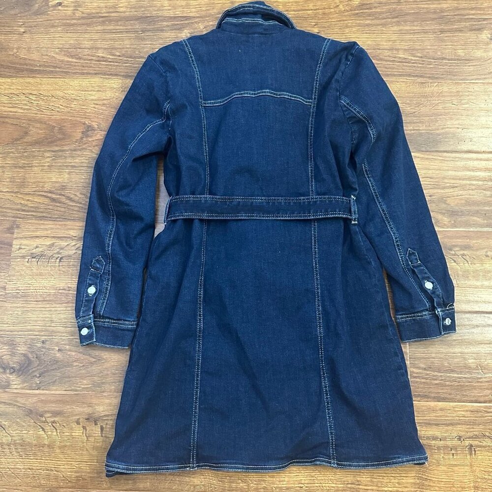 Pilcro Anthropologie Denim Belted Jean Blazer Dress Size M Coat Jacket - Picture 5 of 7